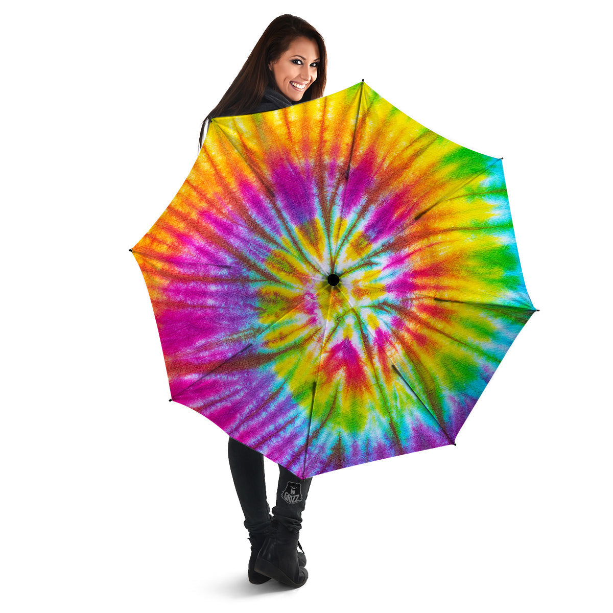 Tie Dye Colorful Hippie Print Umbrella-grizzshop