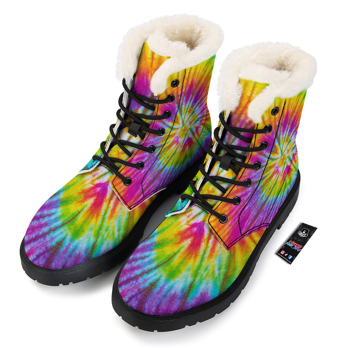 Tie Dye Colorful Hippie Print Winter Boots-grizzshop