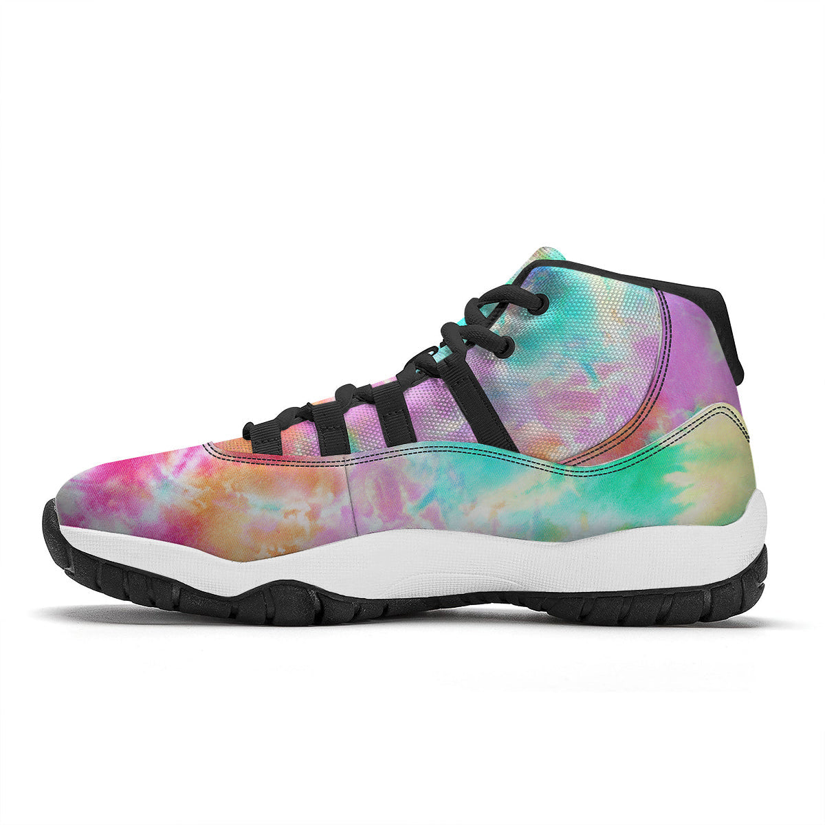 Tie Dye Colorful Print Black Bball Shoes-grizzshop