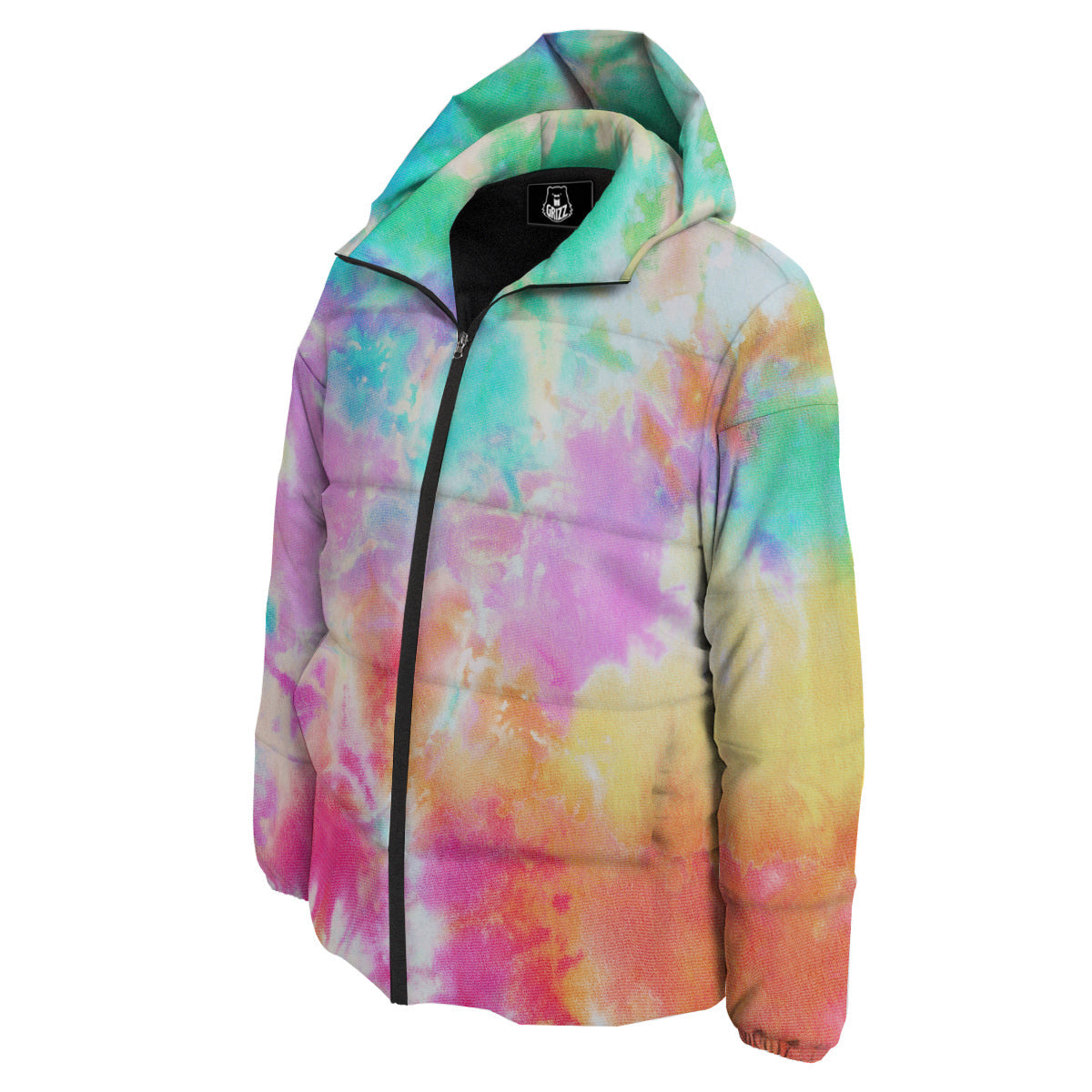 Tie Dye Colorful Print Down Jacket-grizzshop