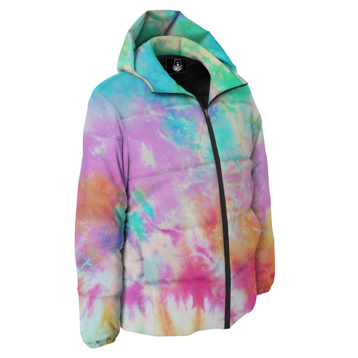 Tie Dye Colorful Print Down Jacket-grizzshop