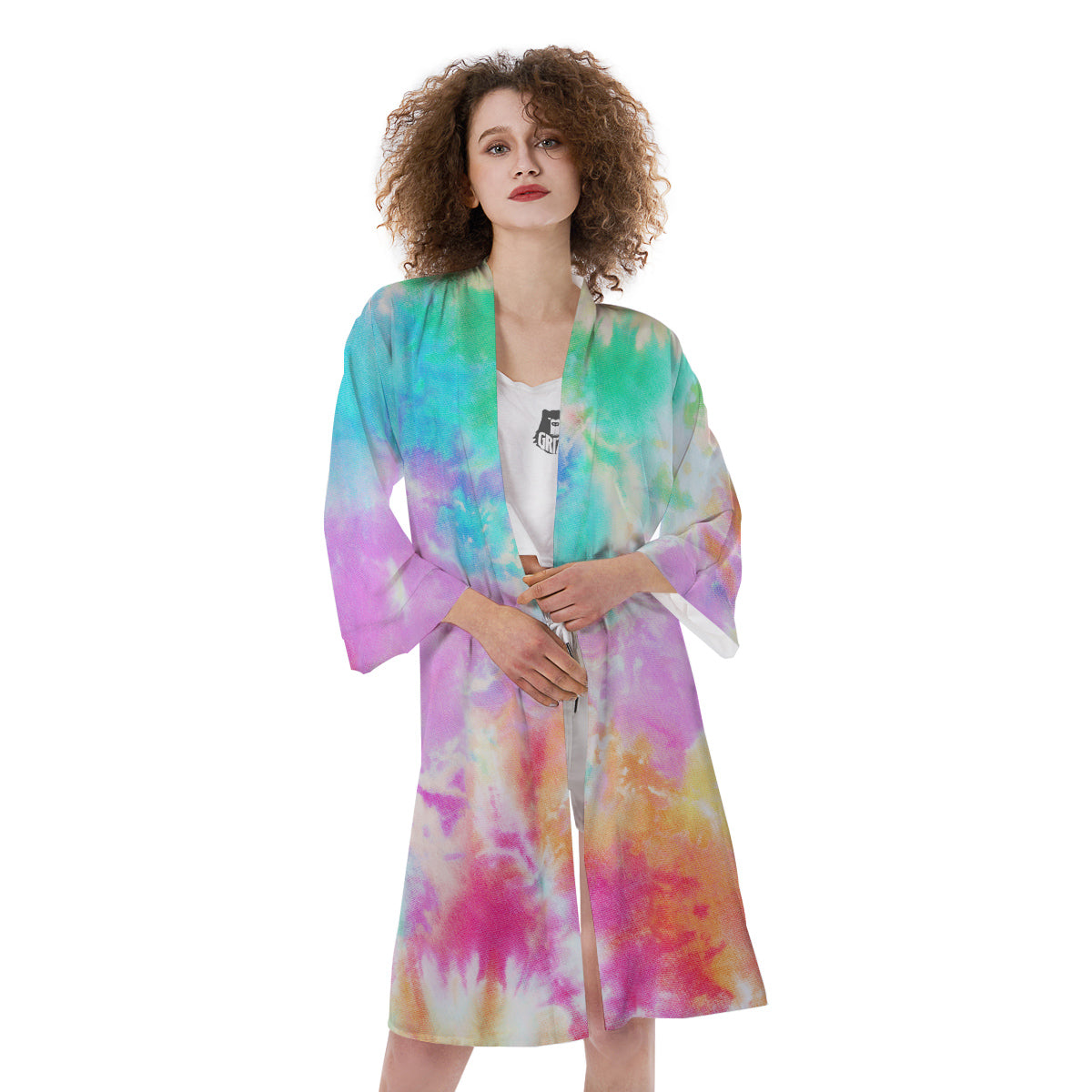 Tie Dye Colorful Print Kimono-grizzshop