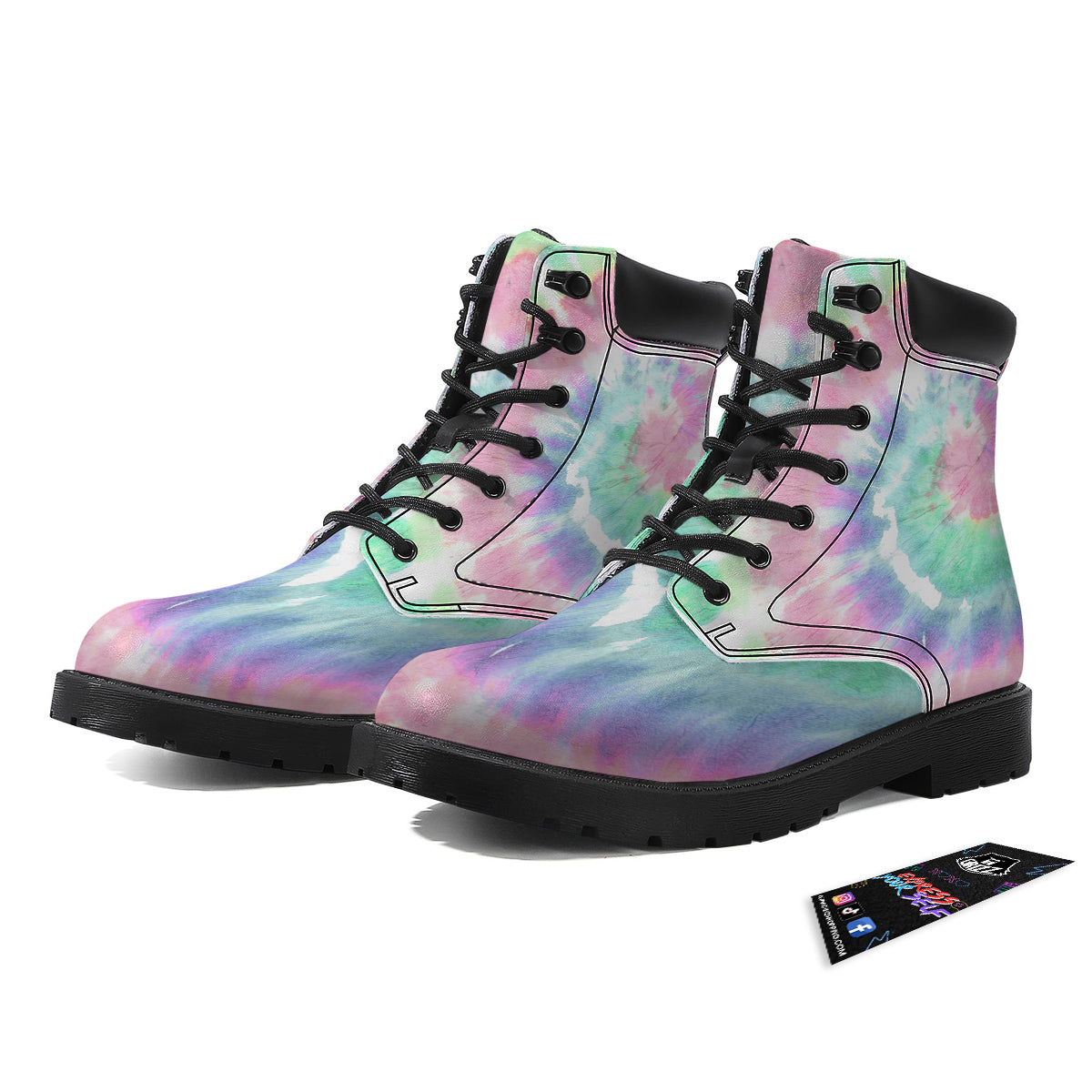 Tie Dye Colorful Spiral Print Boots-grizzshop