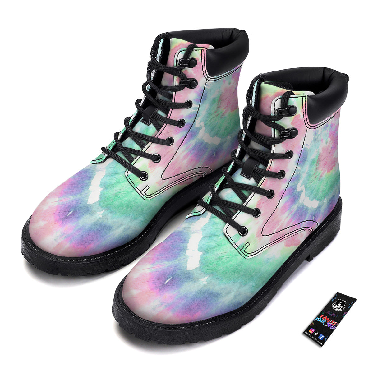 Tie Dye Colorful Spiral Print Boots-grizzshop