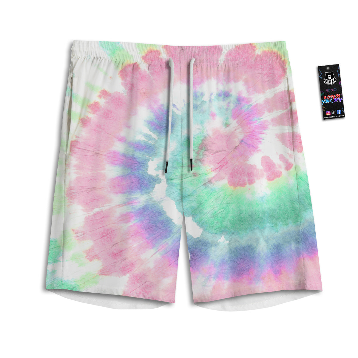 Tie Dye Colorful Spiral Print Men's Athletic Shorts