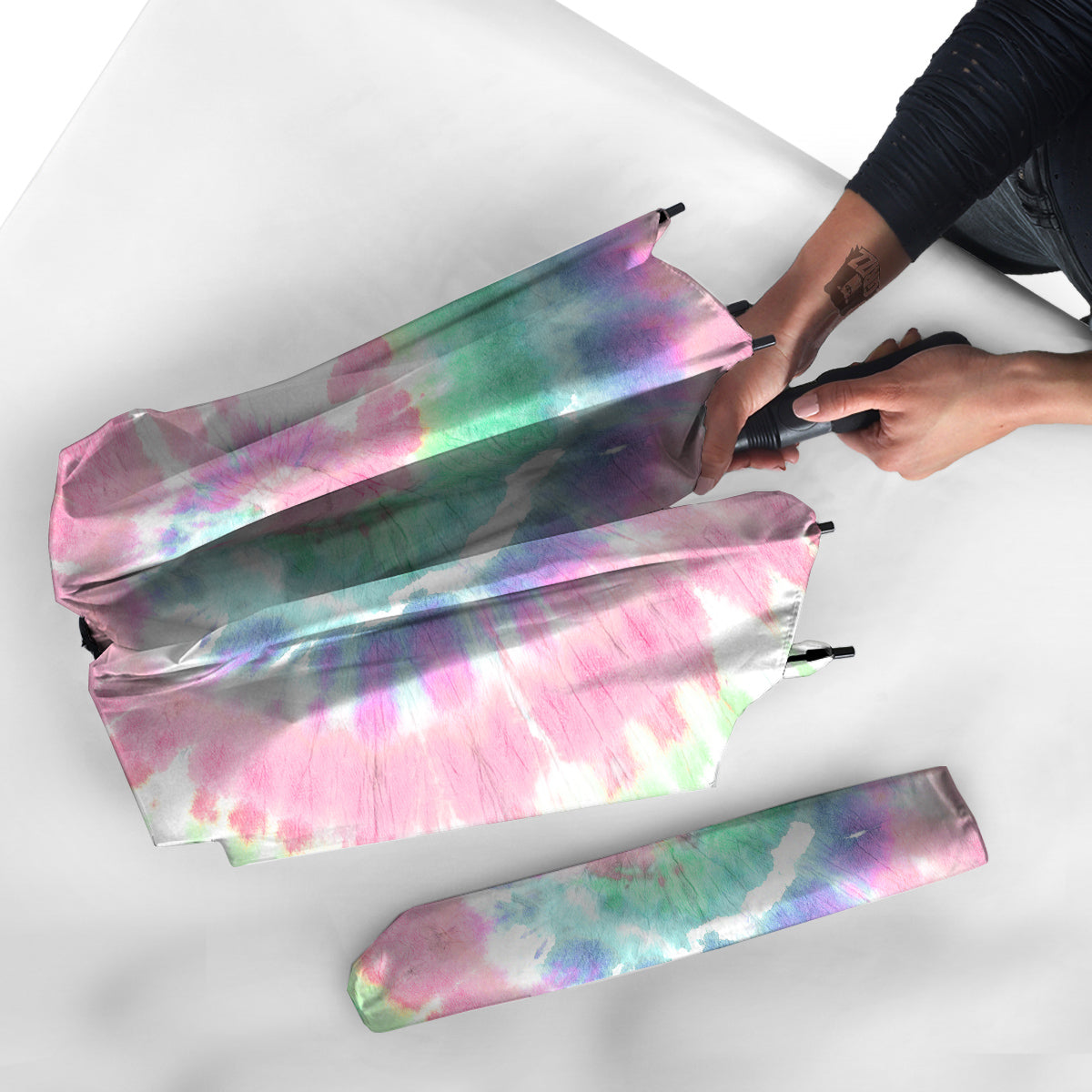 Tie Dye Colorful Spiral Print Umbrella-grizzshop