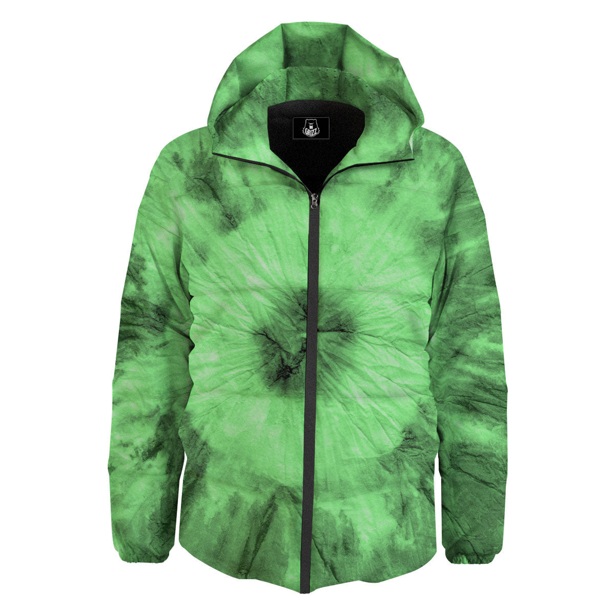 Tie Dye Green Print Down Jacket-grizzshop