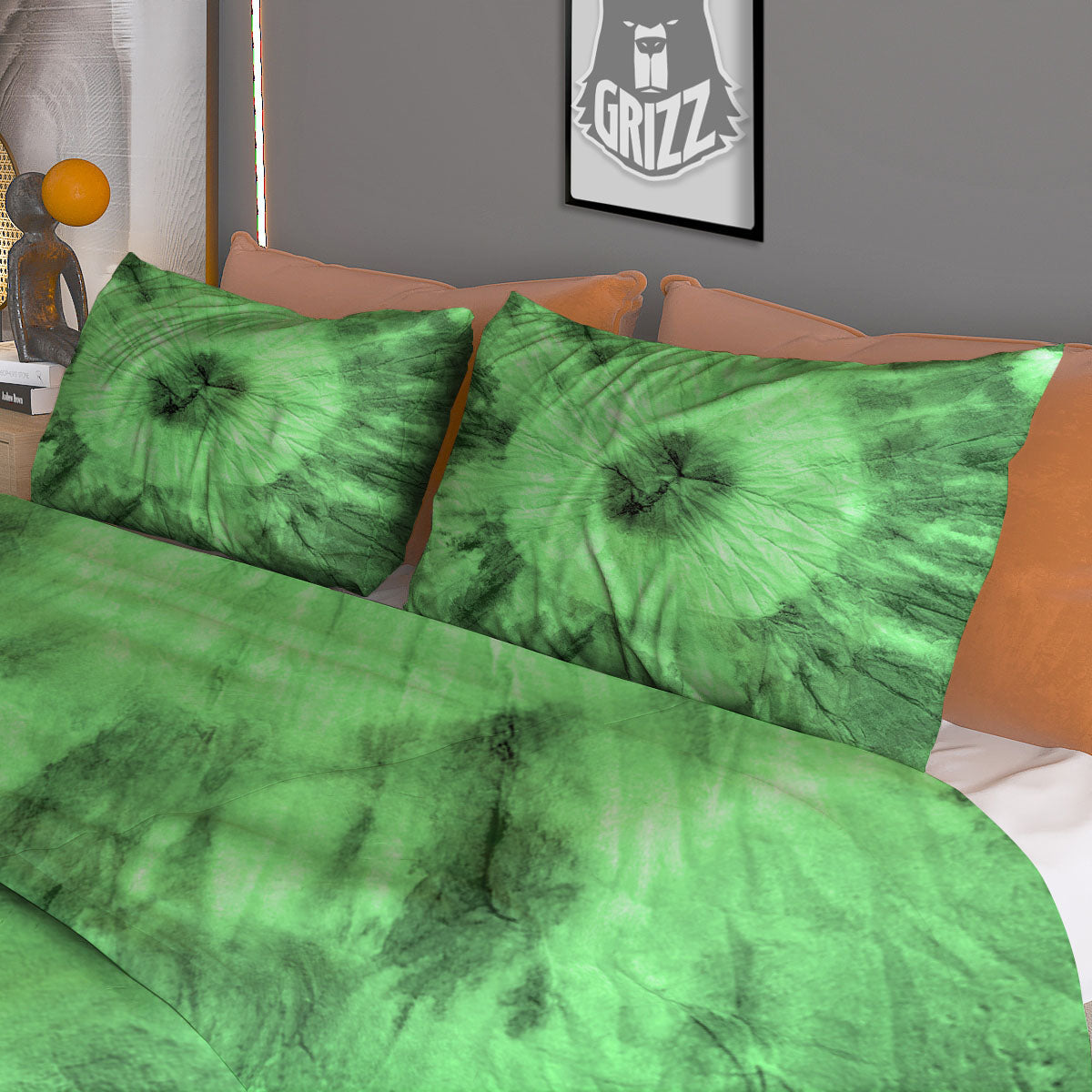 Tie Dye Green Print Duvet Cover Bedding Set