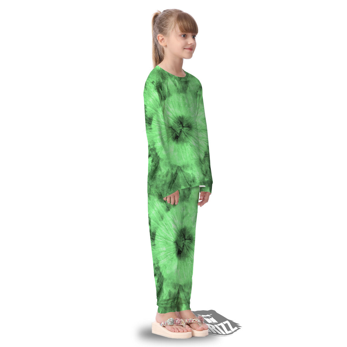 Tie Dye Green Print Kid's Pajamas-grizzshop