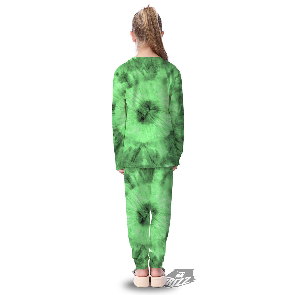 Tie Dye Green Print Kid's Pajamas-grizzshop