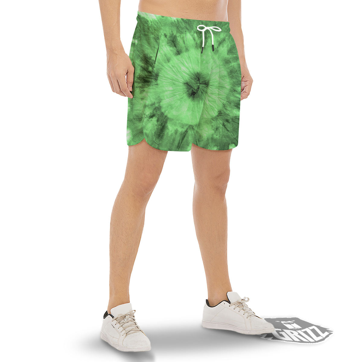 Tie Dye Green Print Men's Gym Shorts-grizzshop