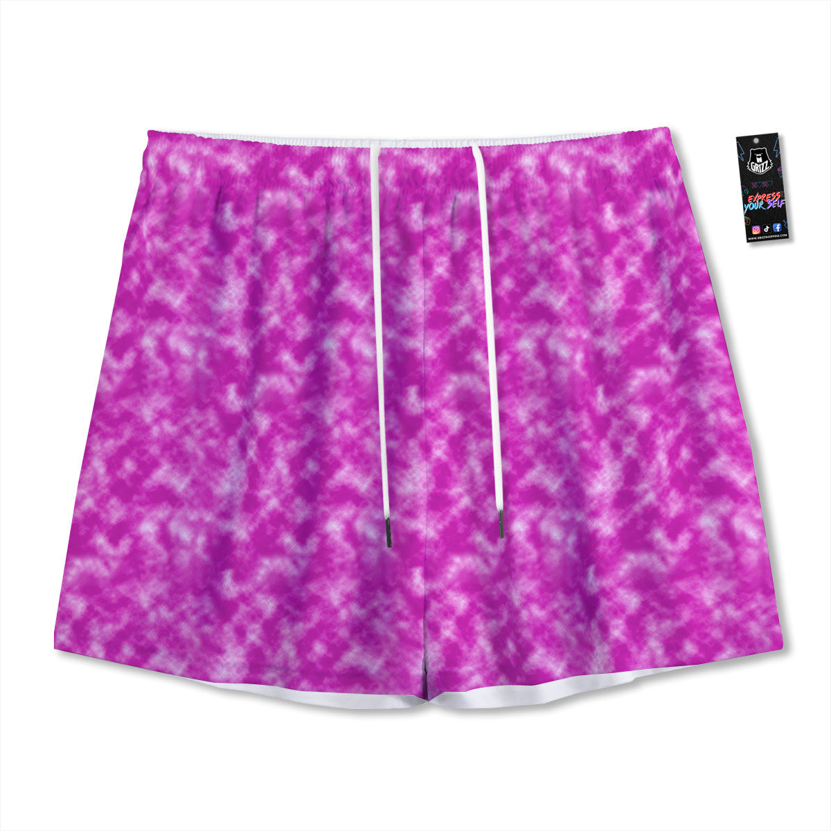 Totem White And Grey Print Pattern Mesh Shorts
