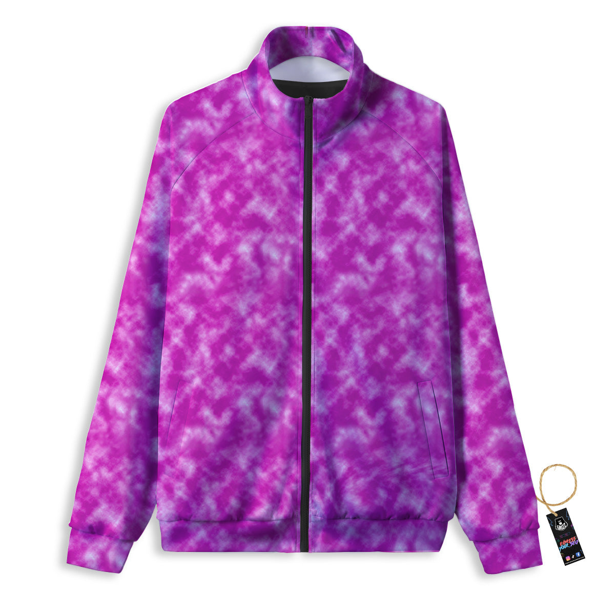 Tie Dye Hot Pink Print Pattern Track Jacket-grizzshop