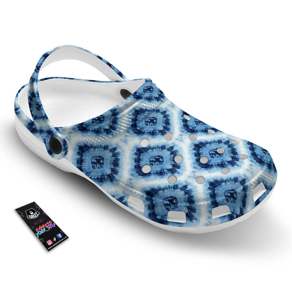 Tie Dye Indigo Color Blue Print Clog-grizzshop