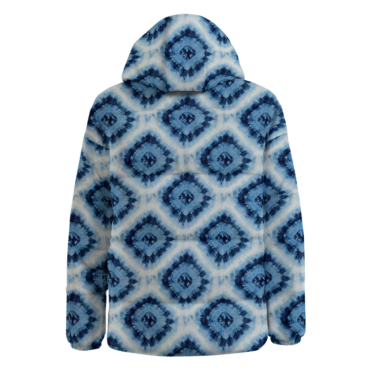 Tie Dye Indigo Color Blue Print Down Jacket-grizzshop