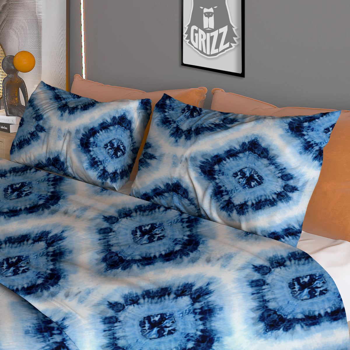 Tie Dye Indigo Color Blue Print Duvet Cover Bedding Set