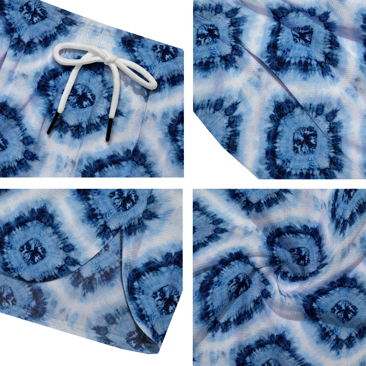 Tie Dye Indigo Color Blue Print Men's Running Shorts-grizzshop
