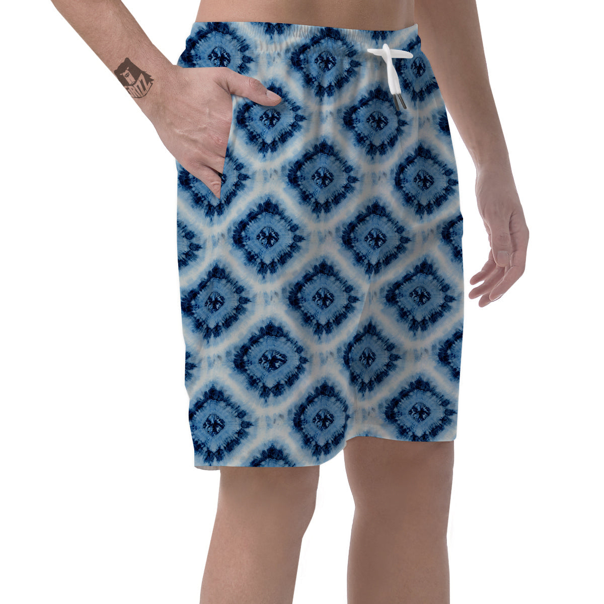 Tie Dye Indigo Color Blue Print Men's Shorts-grizzshop