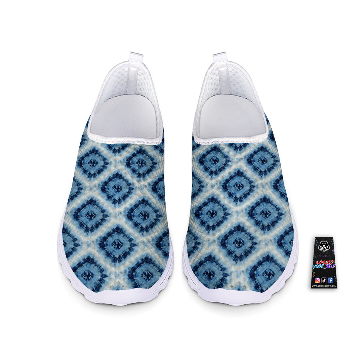 Tie Dye Indigo Color Blue Print Nurse Shoes-grizzshop