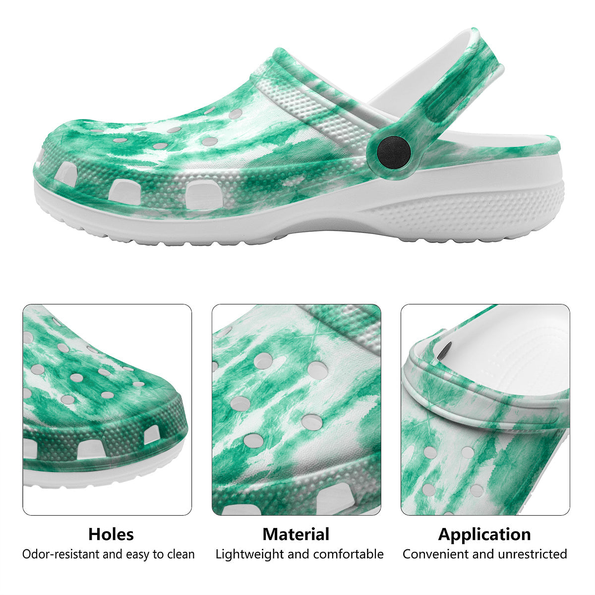 Tie Dye Mint Green Watercolor Print Clog-grizzshop