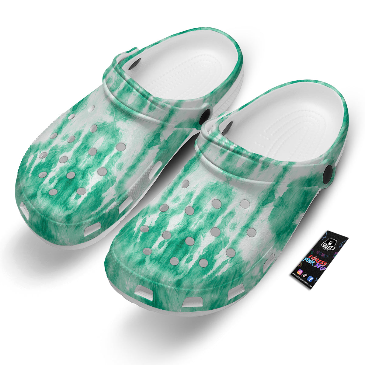 Tie Dye Mint Green Watercolor Print Clog-grizzshop