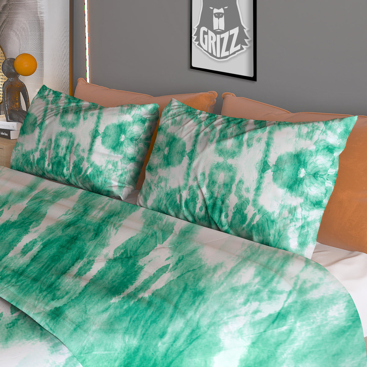 Tie Dye Mint Green Watercolor Print Duvet Cover Bedding Set