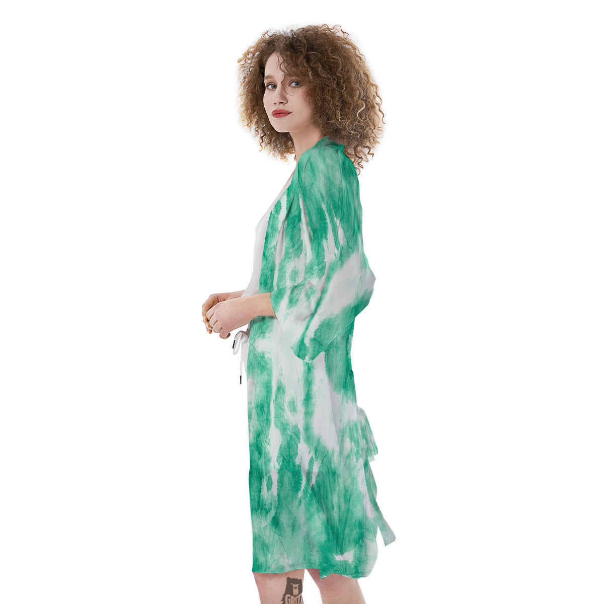 Tie Dye Mint Green Watercolor Print Kimono-grizzshop