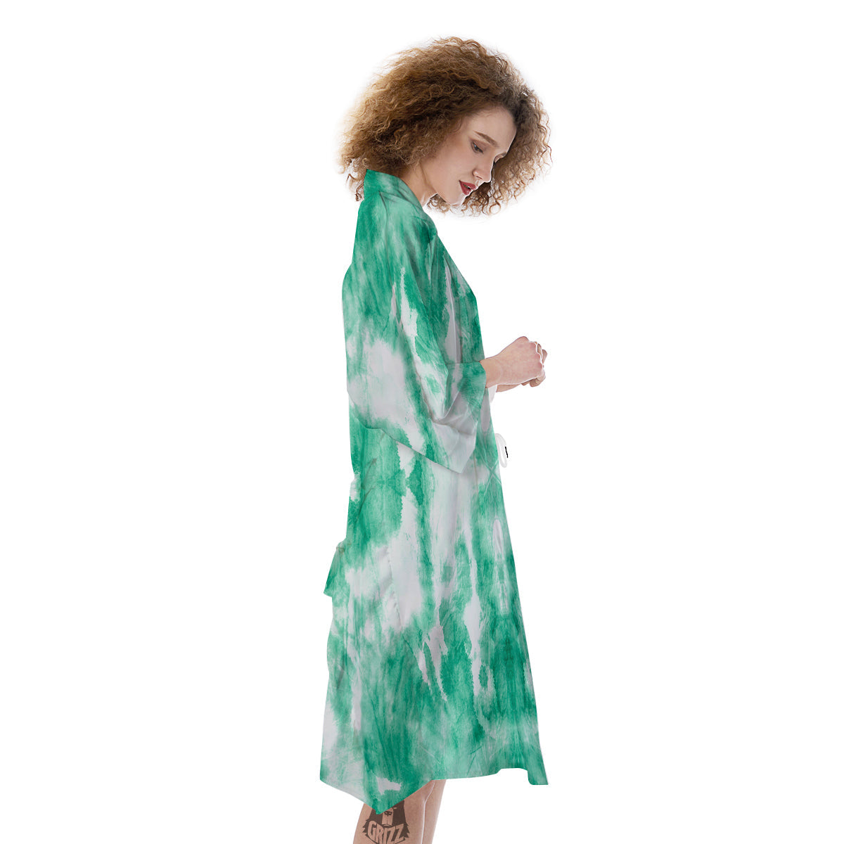 Tie Dye Mint Green Watercolor Print Kimono-grizzshop