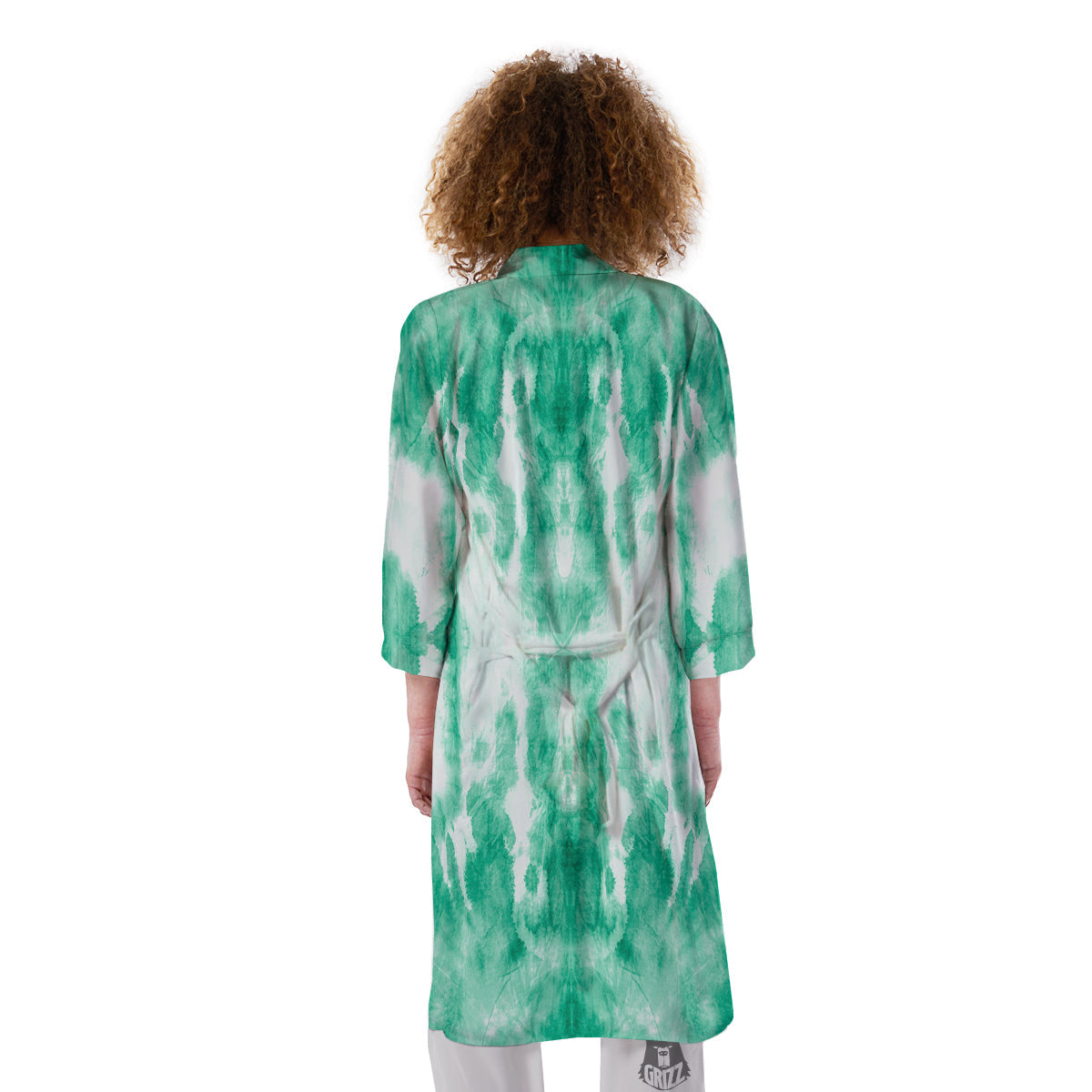 Tie Dye Mint Green Watercolor Print Kimono-grizzshop