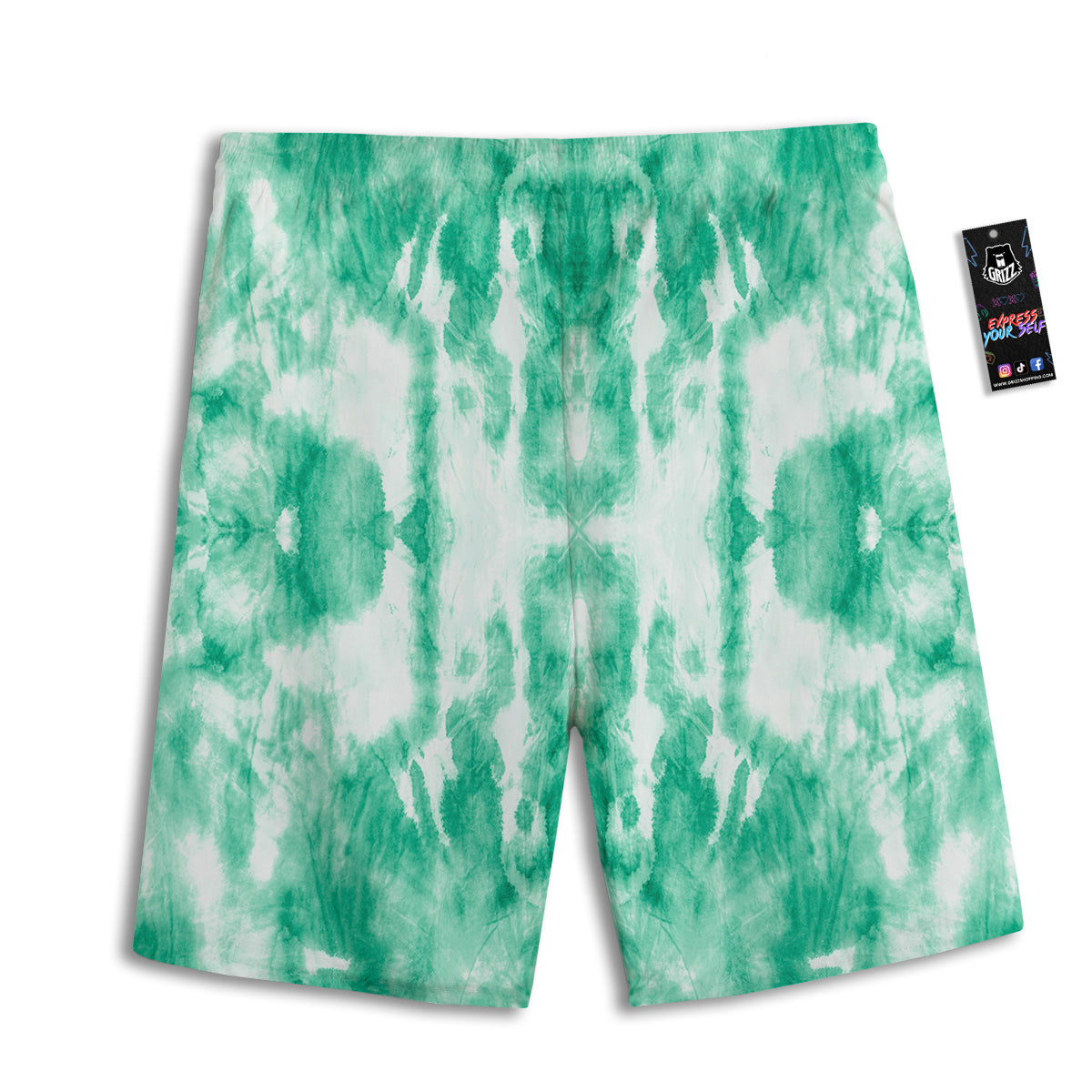 Tie Dye Mint Green Watercolor Print Men's Athletic Shorts