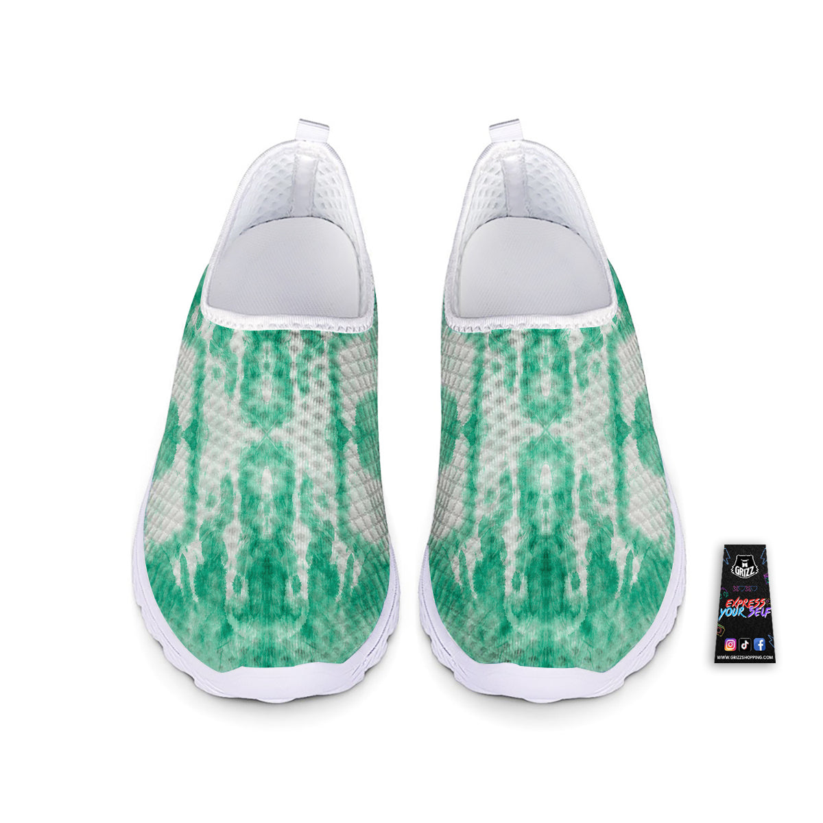 Tie Dye Mint Green Watercolor Print Nurse Shoes-grizzshop