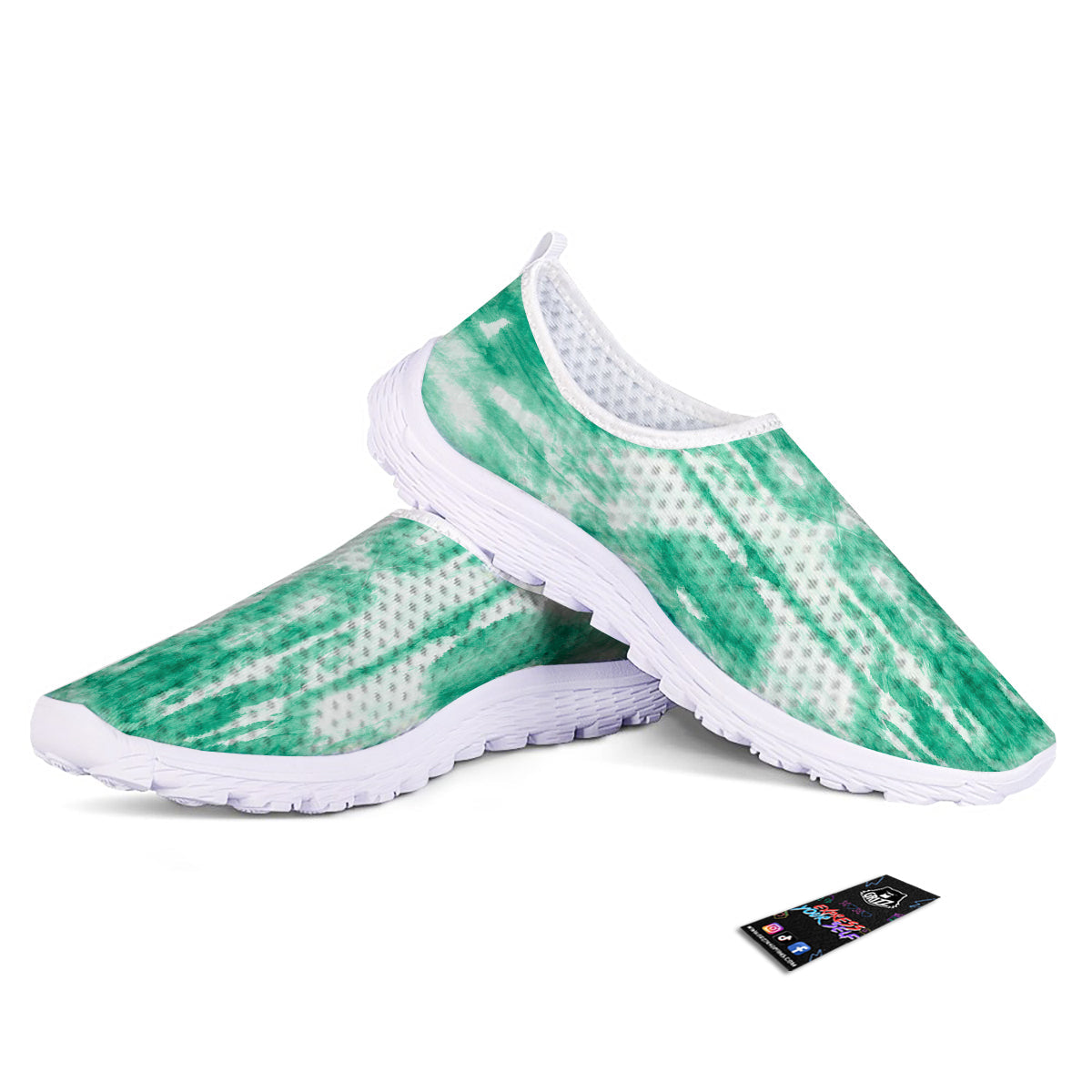 Tie Dye Mint Green Watercolor Print Nurse Shoes-grizzshop
