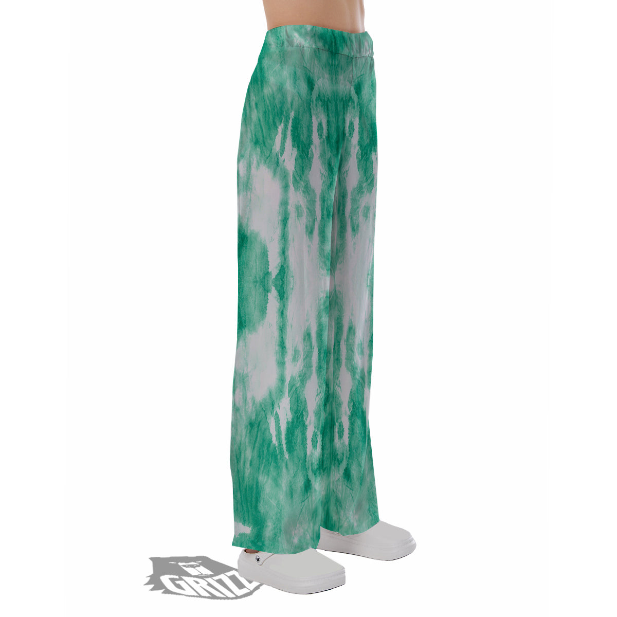 Tie Dye Mint Green Watercolor Print Pajama Pants-grizzshop