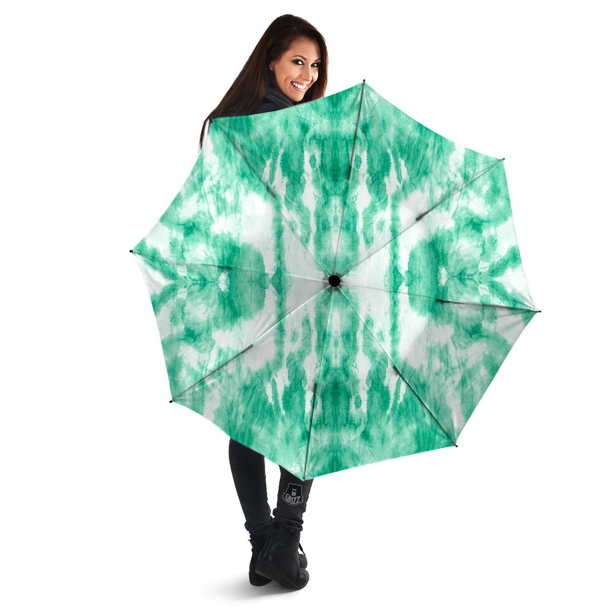 Tie Dye Mint Green Watercolor Print Umbrella-grizzshop