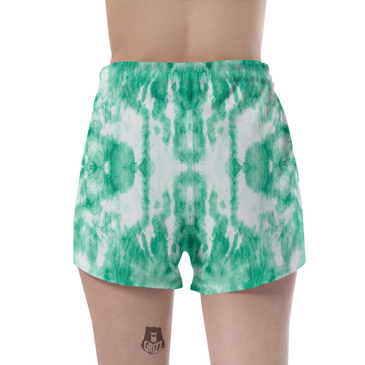 Tie Dye Mint Green Watercolor Print Women's Shorts-grizzshop