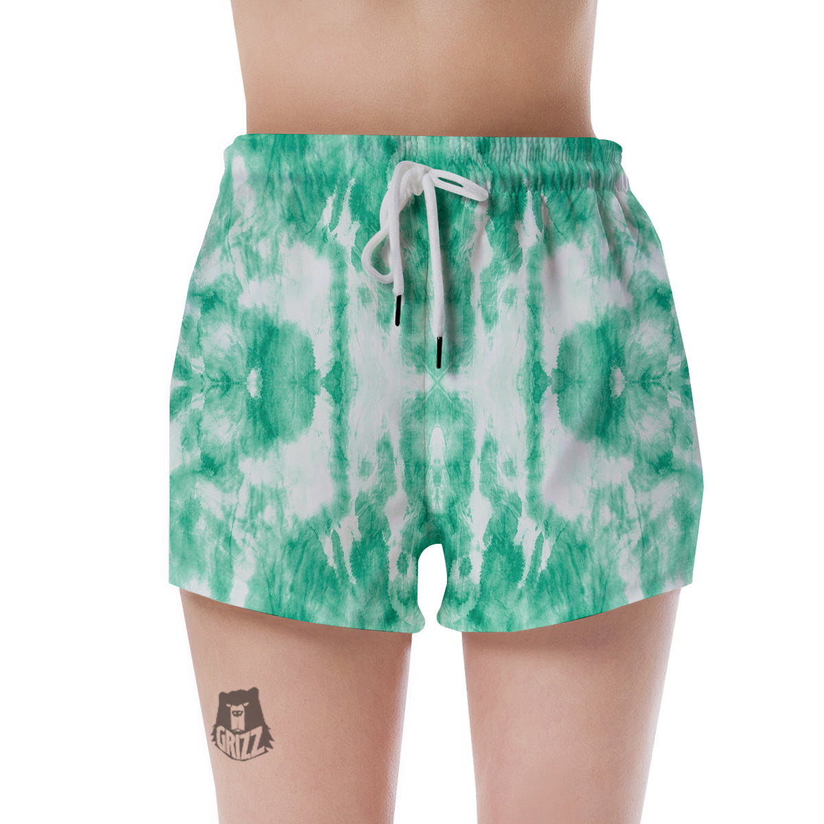 Tie Dye Mint Green Watercolor Print Women's Shorts-grizzshop
