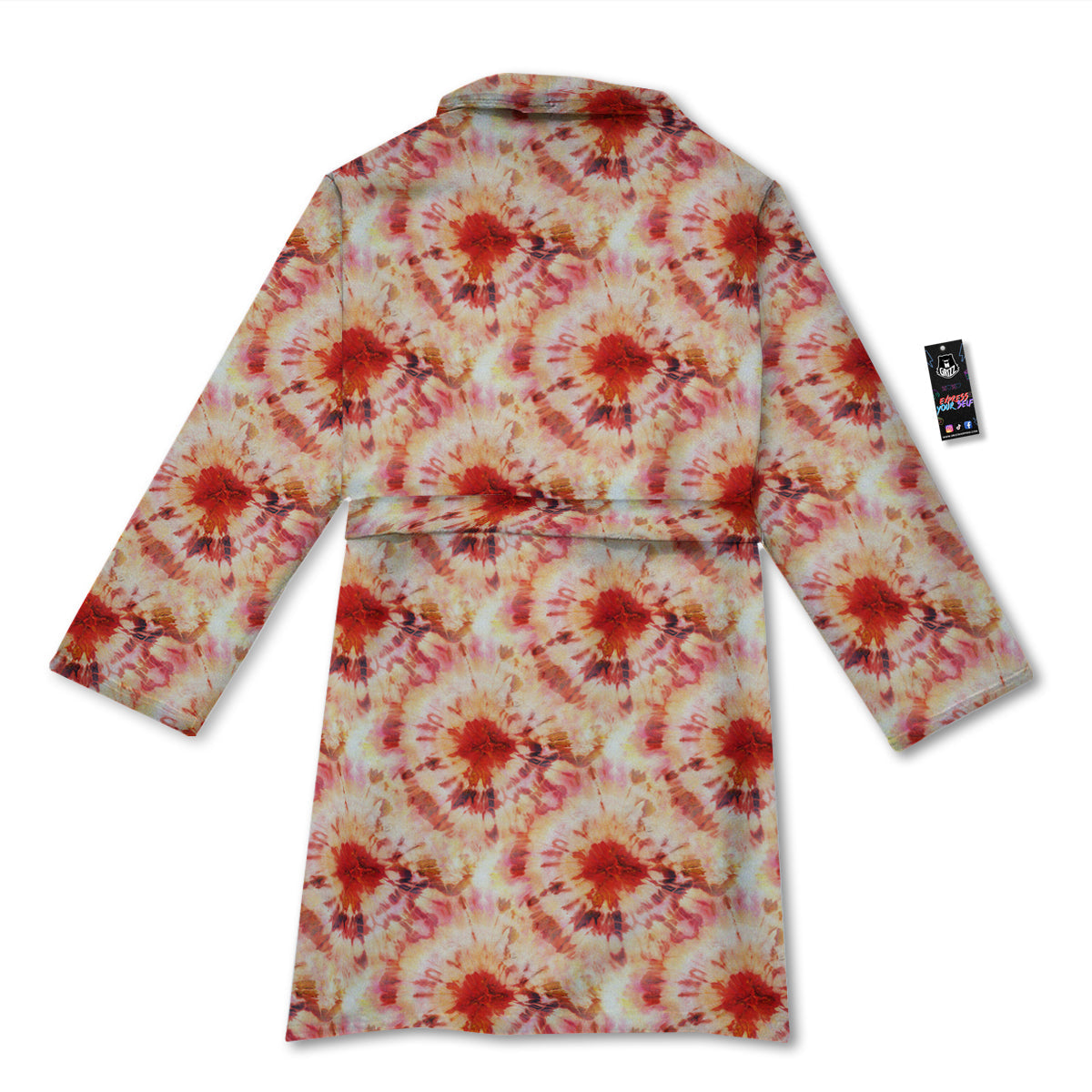 Tie Dye Orange And Red Color Print Bathrobe-grizzshop