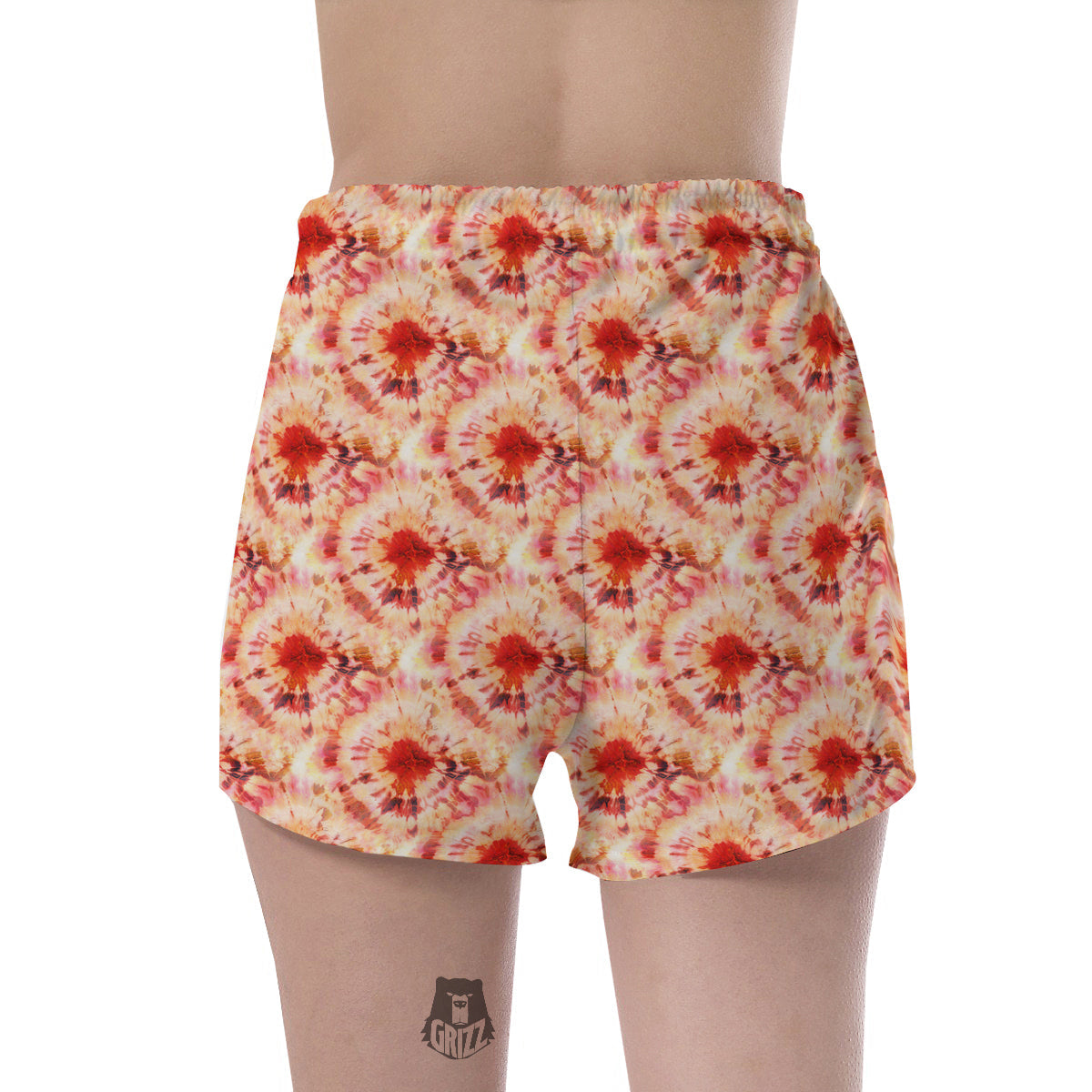 Tie Dye Orange And Red Color Print Women's Shorts-grizzshop