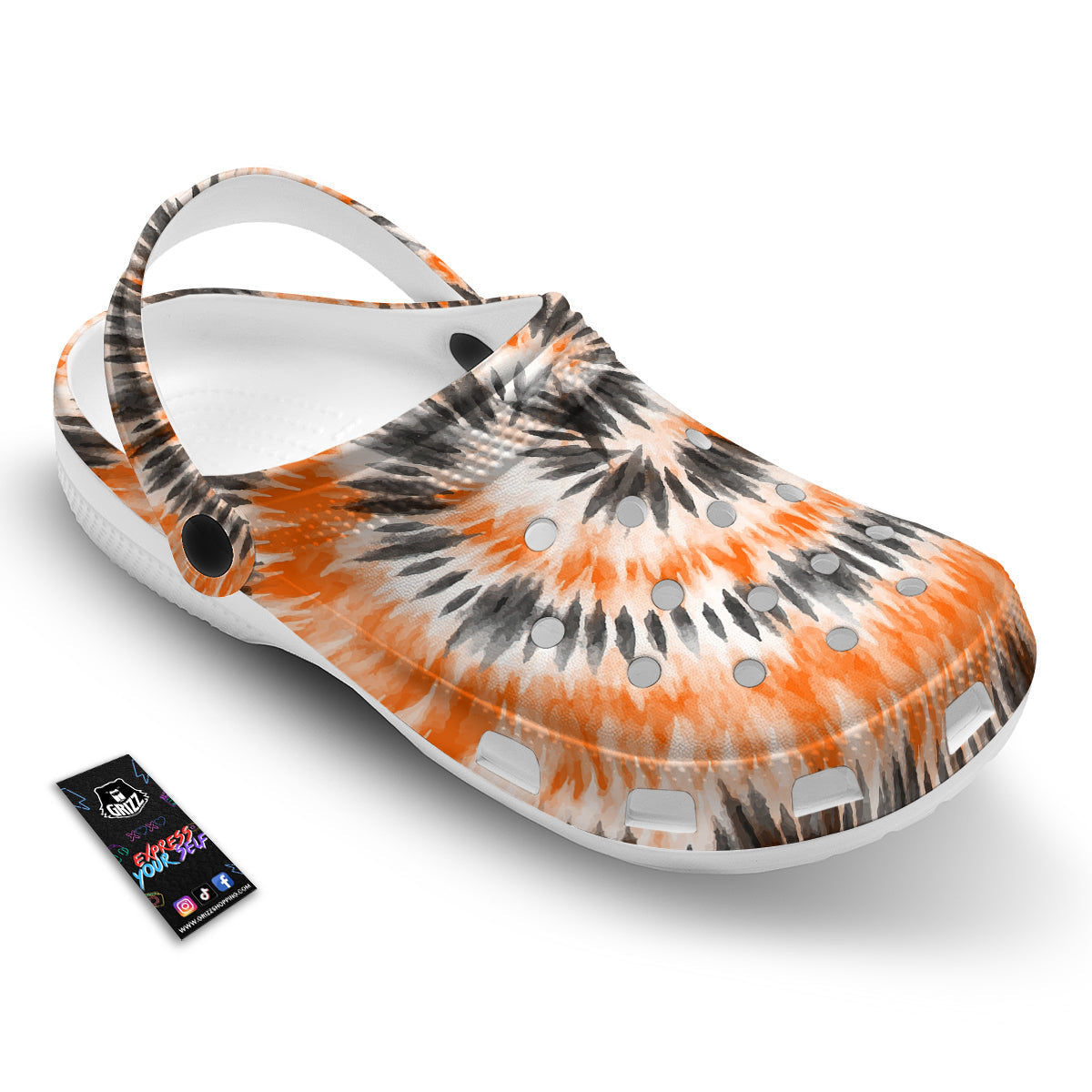 Tie Dye Orange Black Watercolor Print Clog-grizzshop