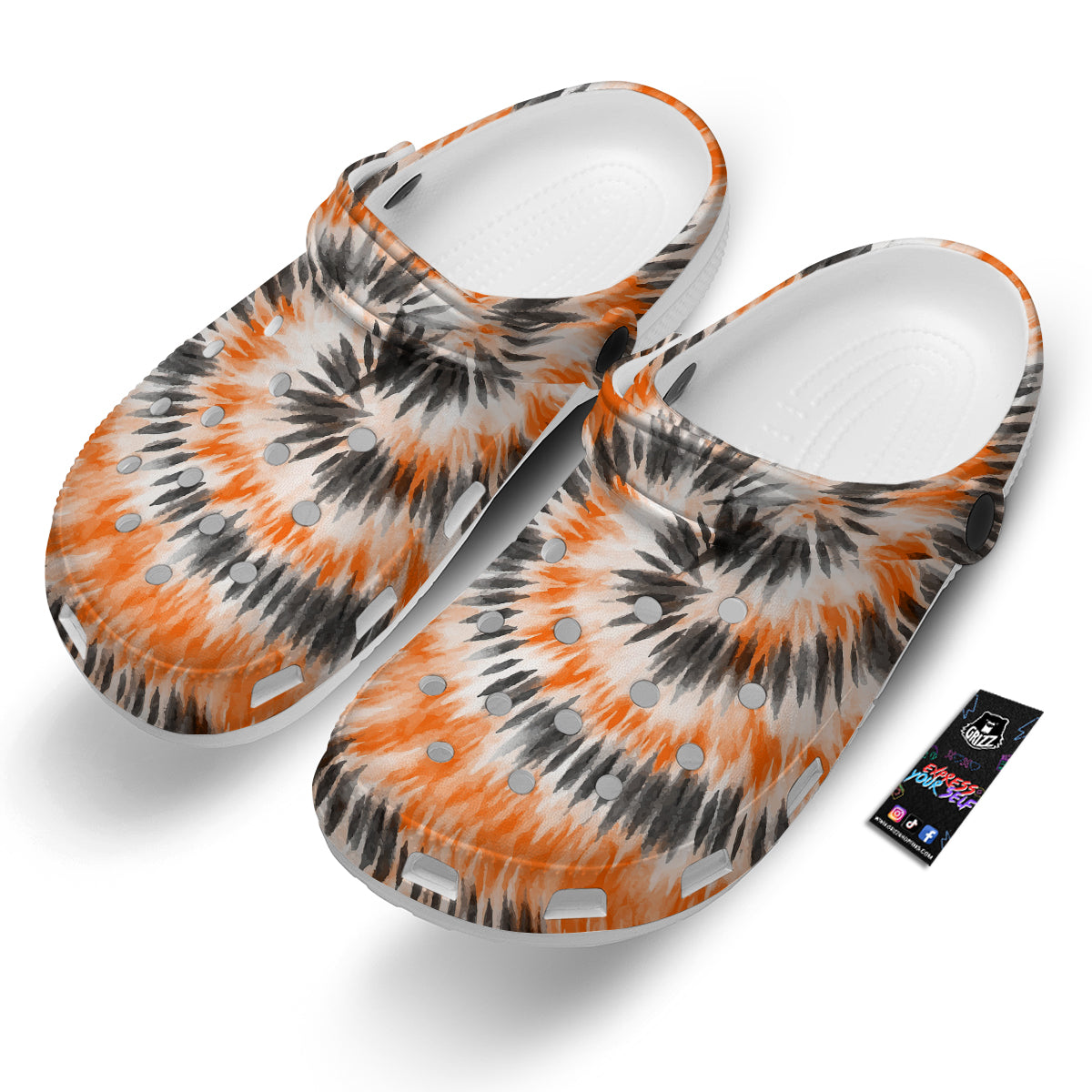 Tie Dye Orange Black Watercolor Print Clog-grizzshop