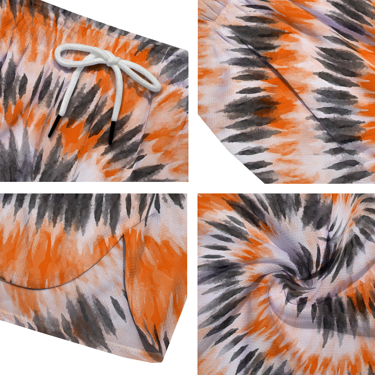 Tie Dye Orange Black Watercolor Print Men's Running Shorts-grizzshop