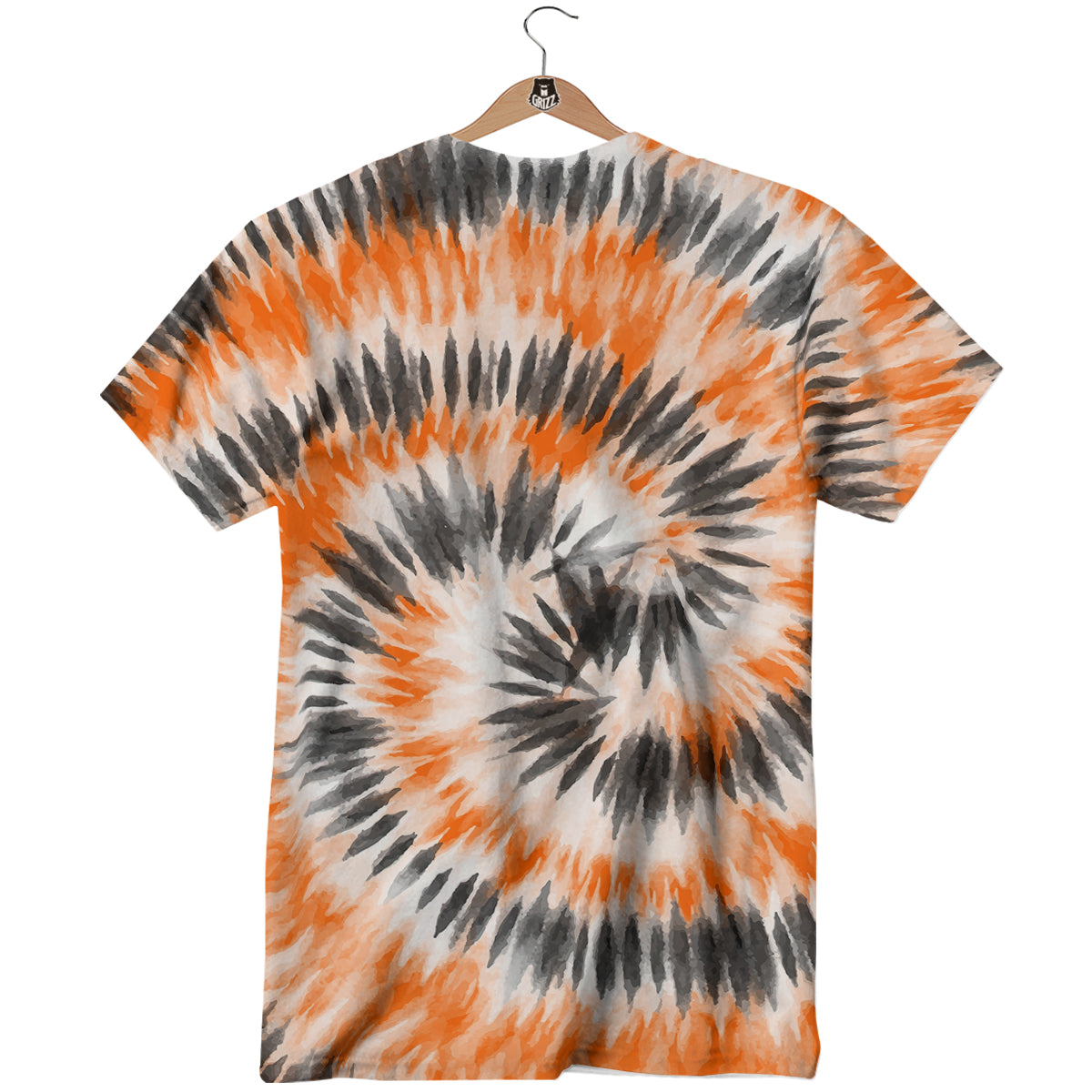 Tie Dye Orange Black Watercolor Print T-Shirt-grizzshop