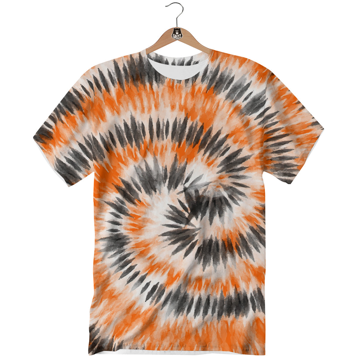 Tie Dye Orange Black Watercolor Print T-Shirt-grizzshop