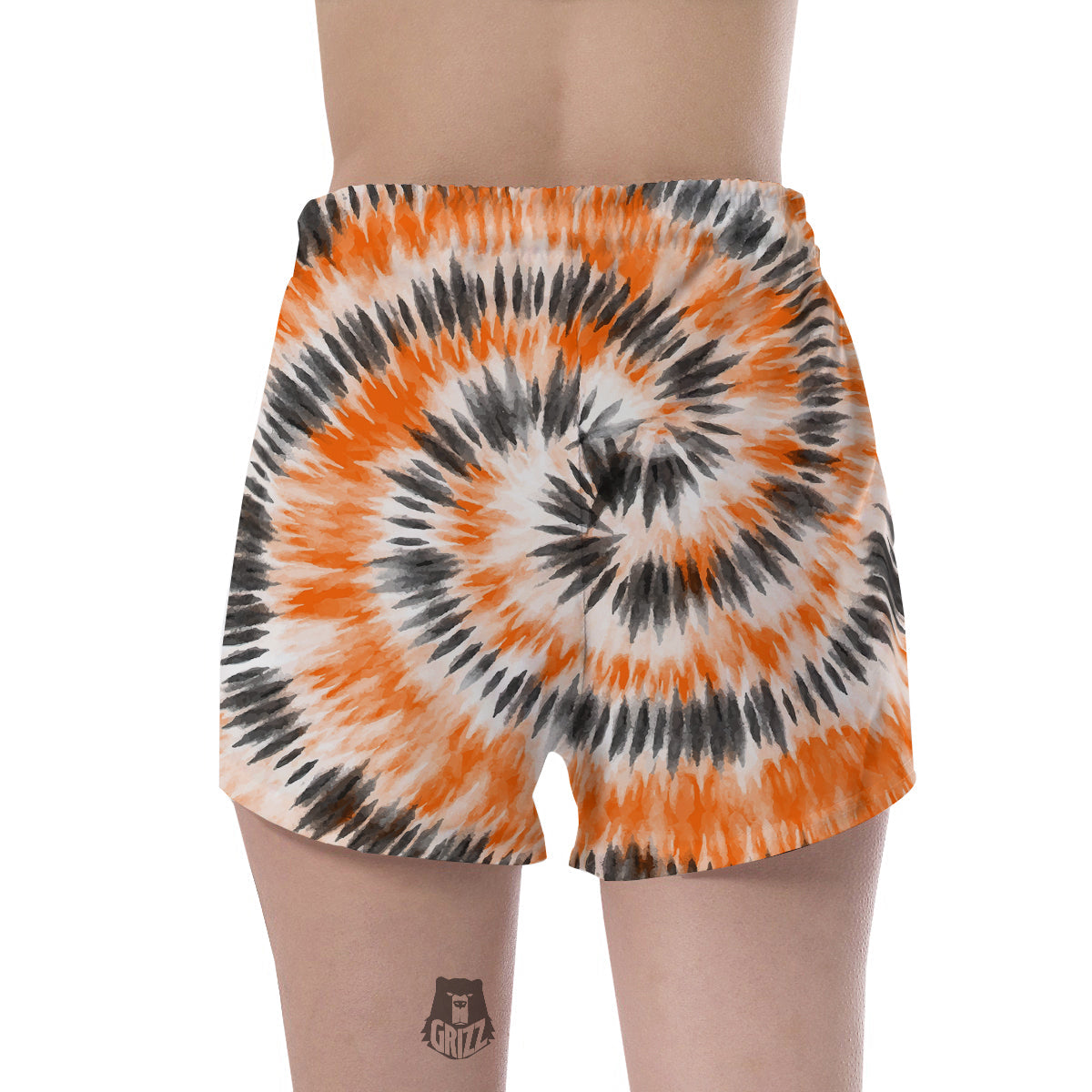 Tie Dye Orange Black Watercolor Print Women's Shorts-grizzshop