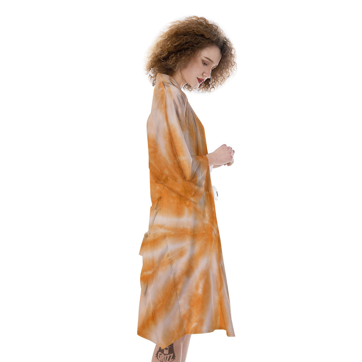 Tie Dye Orange Print Kimono-grizzshop