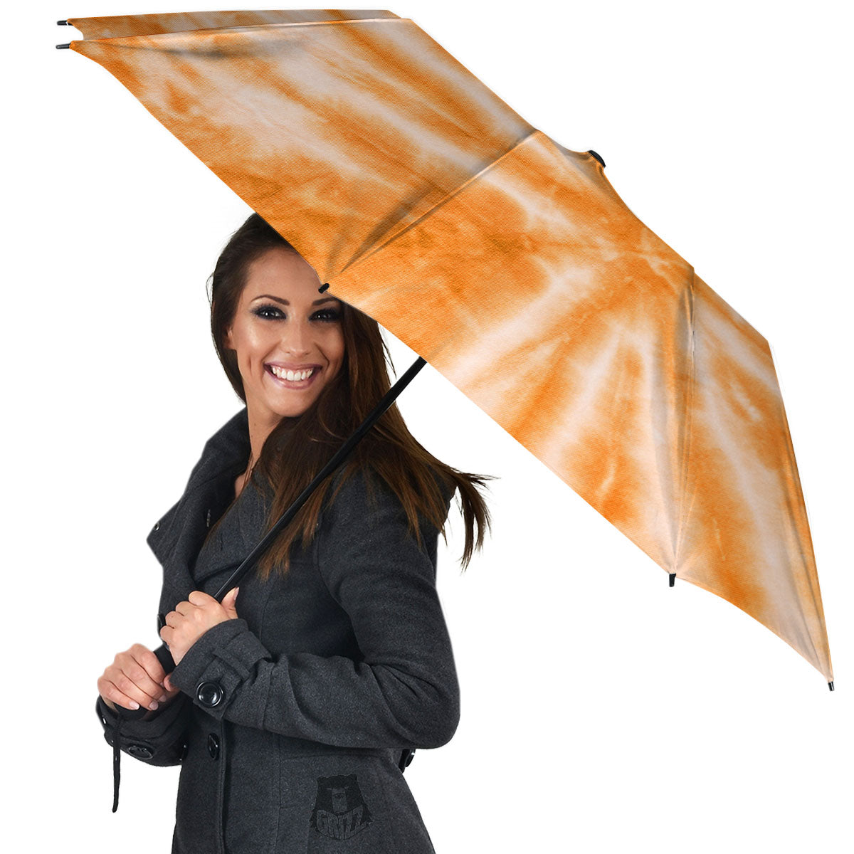 Tie Dye Orange Print Umbrella-grizzshop