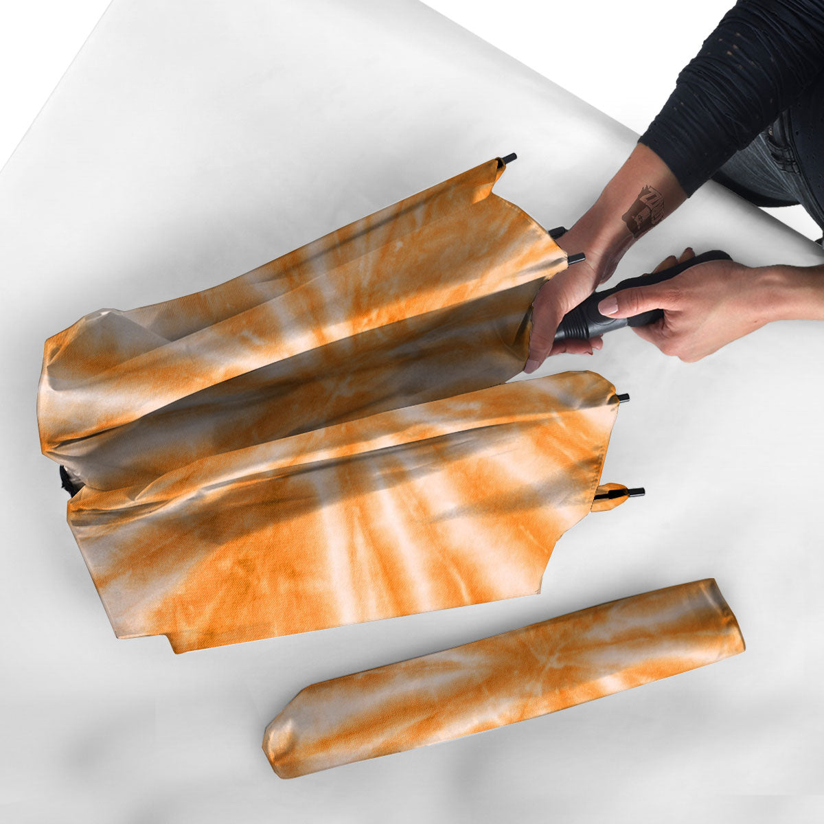 Tie Dye Orange Print Umbrella-grizzshop