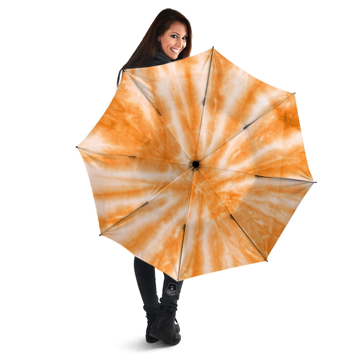 Tie Dye Orange Print Umbrella-grizzshop