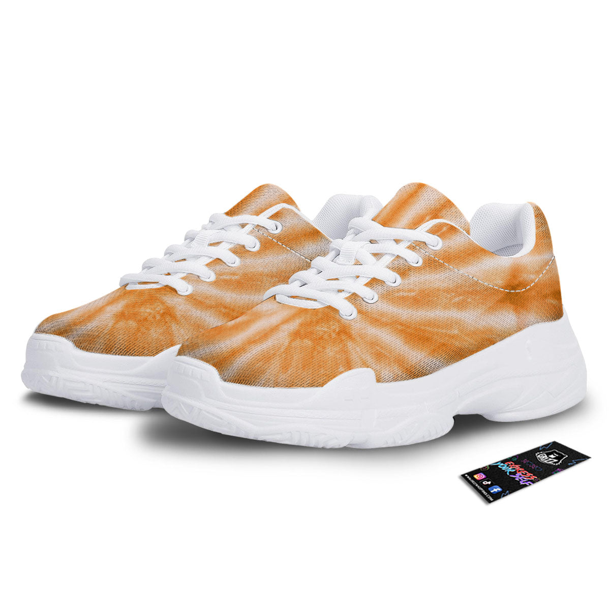 Tie Dye Orange Print White Chunky Shoes-grizzshop