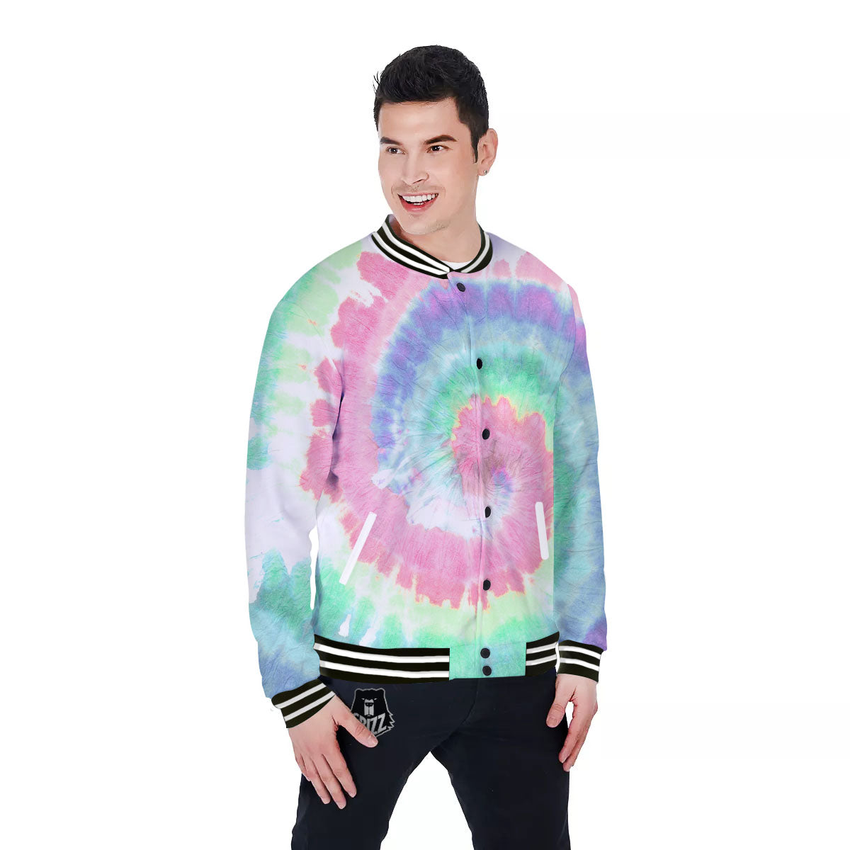 Tie Dye Pastel Print Baseball Jacket-grizzshop